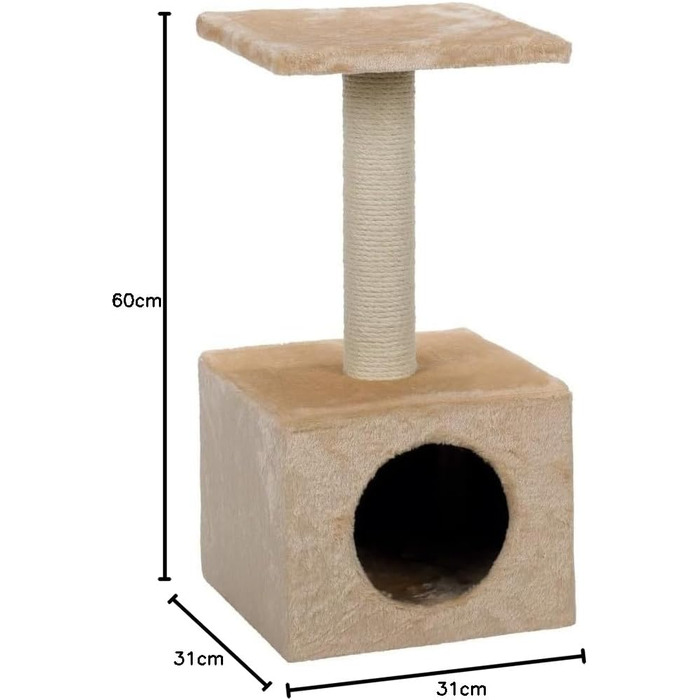 Дряпка для котів TRIXIE Zamora 60 см, бежева – котячий будиночок, зручна лежанчинка, стабільна конструкція