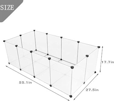 Забіг для домашніх тварин Kathson з пластику, портативний загін для кроликів, клітка для дрібних тварин, DIY, металевий вольєр, клітка для двору, для дому та вулиці, для маленьких кроликів, котів, морських свинок, їжаків, щурів (12 шт. [35,8 x 45,7 см])