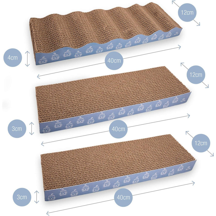 Bella & Balu: Набір з 3 картонних когтеточок для котів | Когтеточка-картон, когтеточка-стійка, захист меблів