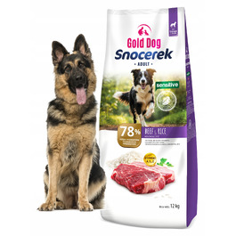 Корм для німецьких вівчарок Gold Dog Snocerek Sensitive 12кг, яловичина та рис 28/16 MONO