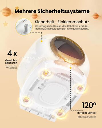 Самоочисний електричний лоток для котів LELO PAWS XXL (74л) з керуванням через додаток, дезодоризацією та шторкою, золотистий