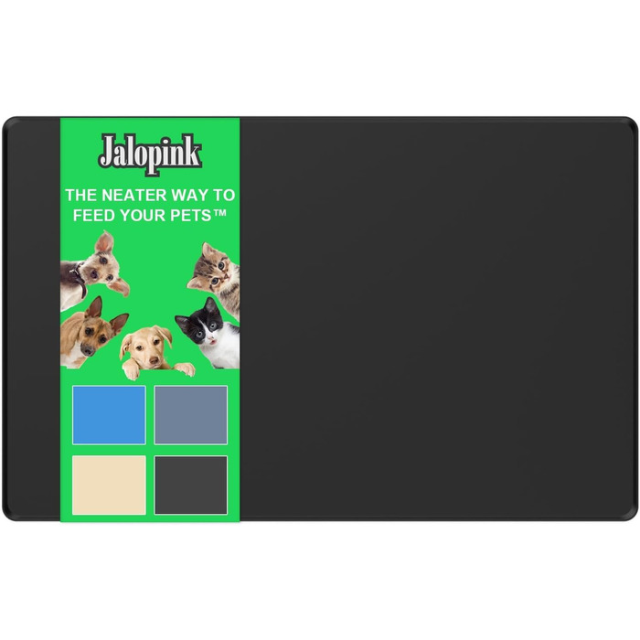 Килимок для годування собак та котів з силікону харчової якості, з високими бортиками, чорний (L)