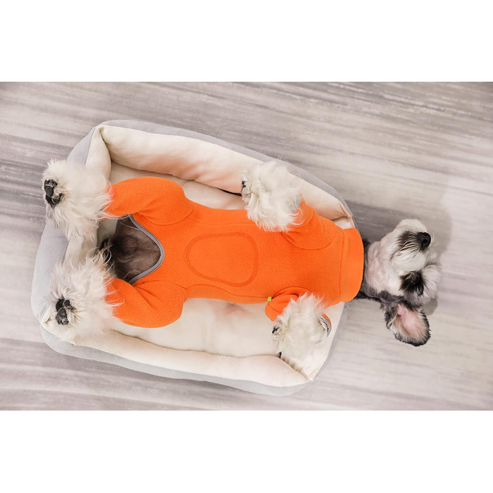 Зимовий одяг для маленьких собак: теплий зимовий костюм-піжама з флісу з блискавкою (Оранжевий, розмір L)