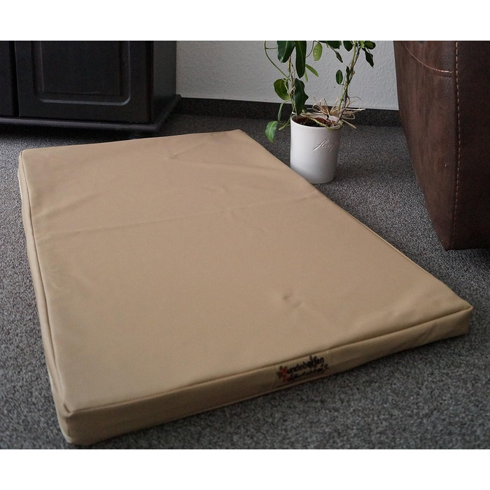 Матрац для собак, ліжко для собак з штучної шкіри, двосторонній, 130 x 90 см, бежевий