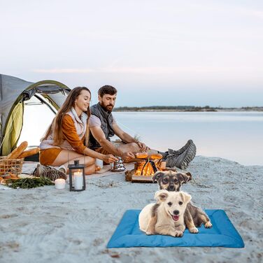 Переносна лежанка для собак та котів, 86x58 см, блакитна. Зручна та тепла, для дому та на вулицю. Легка, складана, миється.