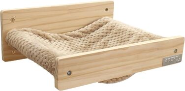 Підвісний гамак для котів Kerbl Timber, натуральний/тауpe, 38x33,5x16 см, м'який плюш, настінний, знімний чохол, до 6 кг