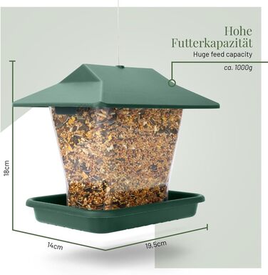 Годівниця для птахів Wildlife Home XL - велика, для підвішування, стійка до погодних умов, годівниця-пагода для саду та балкону