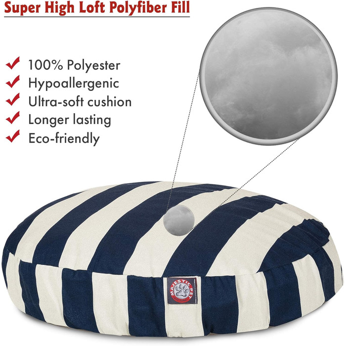 Кругле лежанка для собак Majestic Pet Products, Marineblau, Small, для дому та вулиці, знімний, washable