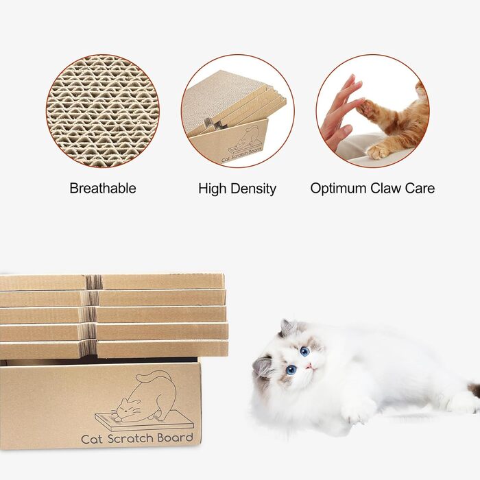 Кігтеточки для котів 5 шт. з гофрокартону, іграшки-кігтеточки, лежанки для котів, 43 x 25.4 x 12.7 см, двосторонні, екологічні