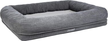 ONVAYA® Крісло-ліжко для собак | Ортопедичне | М'яке та затишне | З високим бортиком | XL | Для великих та маленьких собак | Знімний чохол | Сірий