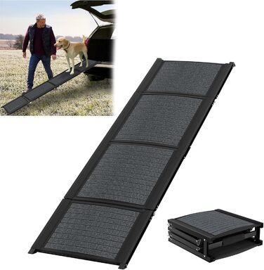 Рампа для собак Hunderampe 157 см: складана, для автомобіля, до 110 кг, з антиковзким покриттям та зручною ручкою (чорна)