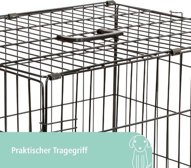 Складана металева транспортна клітка для тварин Kerbl Pet, 63×48×57 см, 1 дверцята, чорна