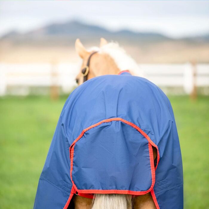 Демісезонна кінська попона Horseware Amigo Mio, темно-синя з червоним, легка, розмір на вибір
