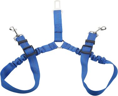 Ремінь безпеки для собак у машину, подвійний, еластичний, регульований з амортизатором та карабіном для маленьких та середніх собак (блакитний)