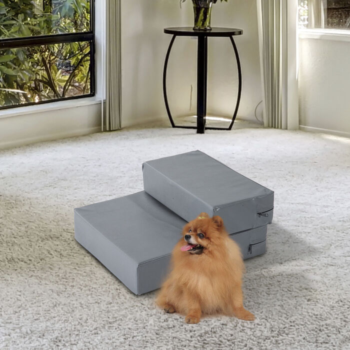 PawHut Pet Stairs Pet Pad 2 сходинки Складні сходи для собак Сходи для кішок і собак сірий L45 x W39 x H20 см | Аосом