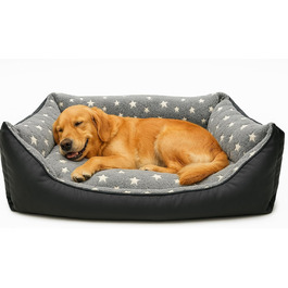 Ліжко для собак Odolplusz з двостороннім подушкою 100x70 см | Зручне собаче ліжко | Подушка з гіпоалергенного поліуретану (Сірий - Зірки)