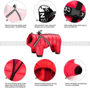 Зимовий теплий куртка для собак, водонепроникний, для малих та середніх собак, для Французького бульдога, червоний, розмір M