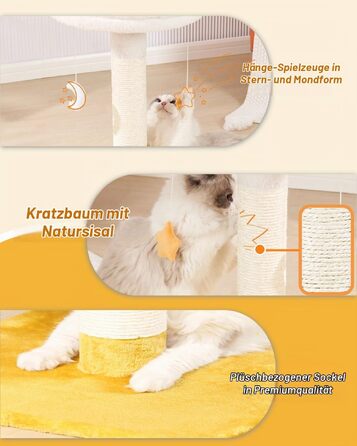 Дряпалка-комплекс для котів Happi N Pets у формі хмаринки з ліжком та іграшками, сизалевий котячий дерево-тур для кошенят та дорослих котів, 71 см