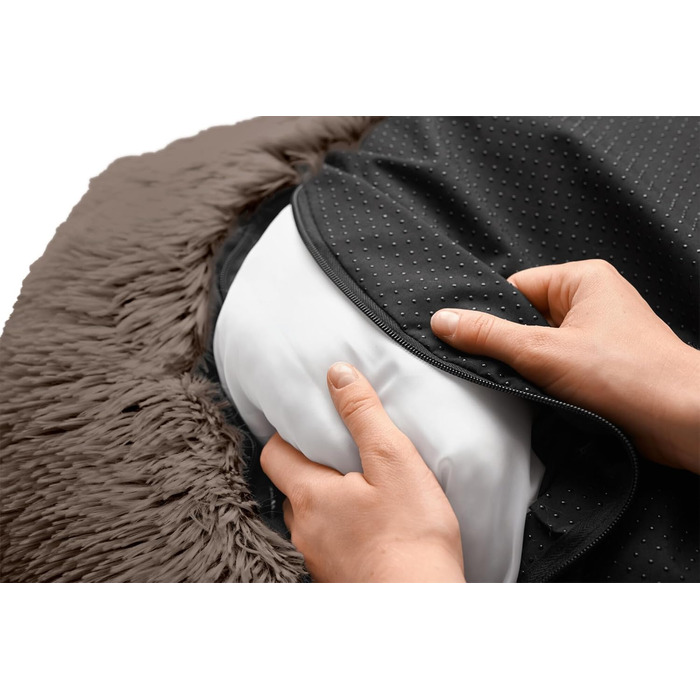 Кішечкове та собаче ліжко Hunter LOPPA, м'яке, з антиковзною основою, можна прати при 30°C, коричневий, розмір L