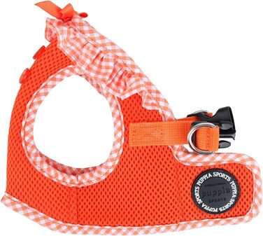 Нашийник для собак Puppia Vivien West - регульований, м'який, з картатим візерунком, для цуценят, анти-тягнучий, оранжевий, L