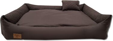 Ліжко для собак Одолплюс XXL - велике собаче ліжко, подушка для собак, собаче диванче з двостороннім матрацом | Знімний та пральний чохол (Коричневий)