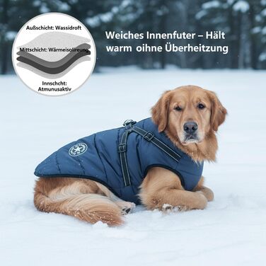 Водонепроникний собачий дощовик Extreme 2.0 з пов'язком, вітрозахисна зимова куртка для собак з відбивачами, дихаюча жилетка для маленьких та середніх собак (Сніжинка, 3XL)