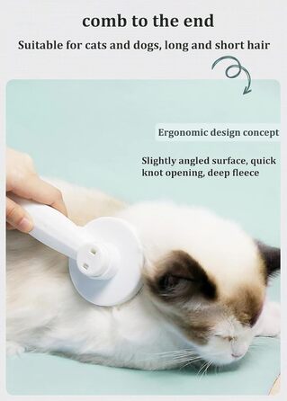 Щітка для тварин: для котів та собак з довгою та короткою шерстю, самоочисна, рожева