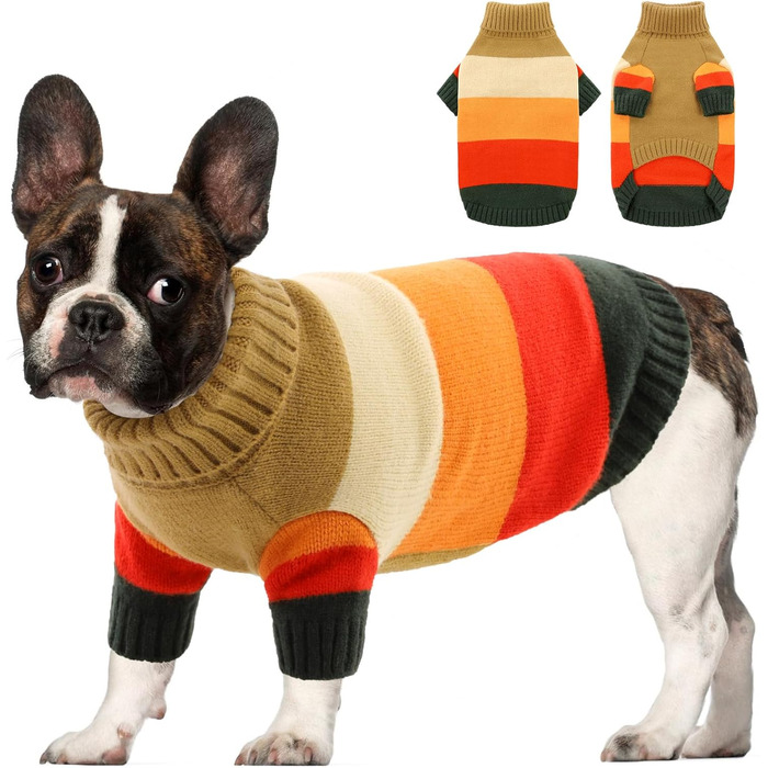 Теплий пуловер для собак великих порід AOFITEE з коміром-гетром, зимовий флісовий пуловер для Французького бульдога, Грейхаунда, Віппета (Колір: Коричневий, Розмір: L)