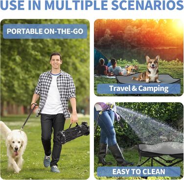 Шестигранне лежанка для собак, складана, з піднятим каркасом та знімним подушкою, портативна, водовідштовхувальна, для маленьких собак, для дому та вулиці, кемпінгу, подорожей, сірого кольору