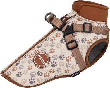 Зимова куртка для собак на шлейці, для маленьких та середніх собак, водонепроникна, регульована, коричнева, розмір L