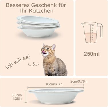 Набори керамічних мисок для котів SPUNKYJUNKY (3 шт.) - білий, сірий, ø16 см