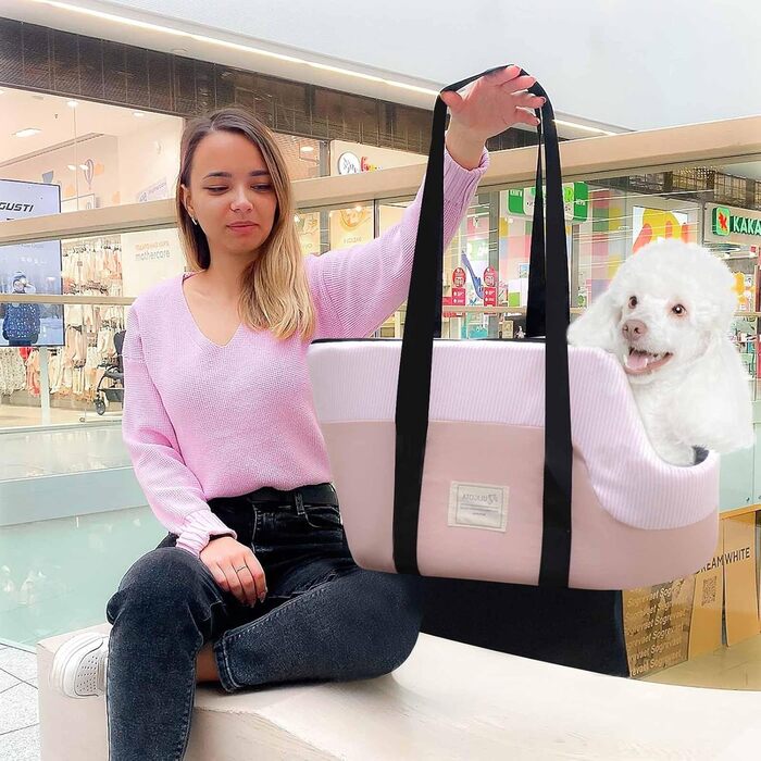 PETCUTE Сумка-переноска для собак, рожева, до 10 кг, з ременем безпеки та знімним підкладом