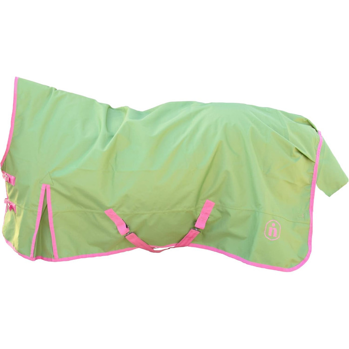 Кінська попона Indira Outdoor Pro 200г, водонепроникна, Ripstop 1200D, високий комір, розмір 155 см, зелено-рожева