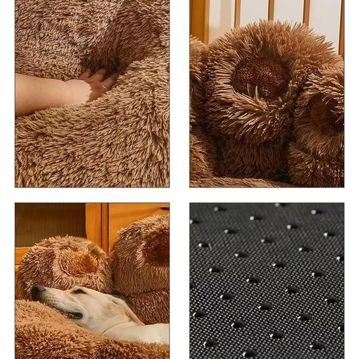 М'яке ліжко-подушка для собак та котів, 70 см, сіро-срібний колір. Заспокійлива подушка для тварин з антиковзким покриттям.