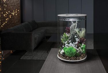 Декоративний акваріум biOrb TUBE 30 LED, білий, 30 л — комплект з акрилового скла з LED-підсвіткою, фільтром та керамічним дном, 360° огляд
