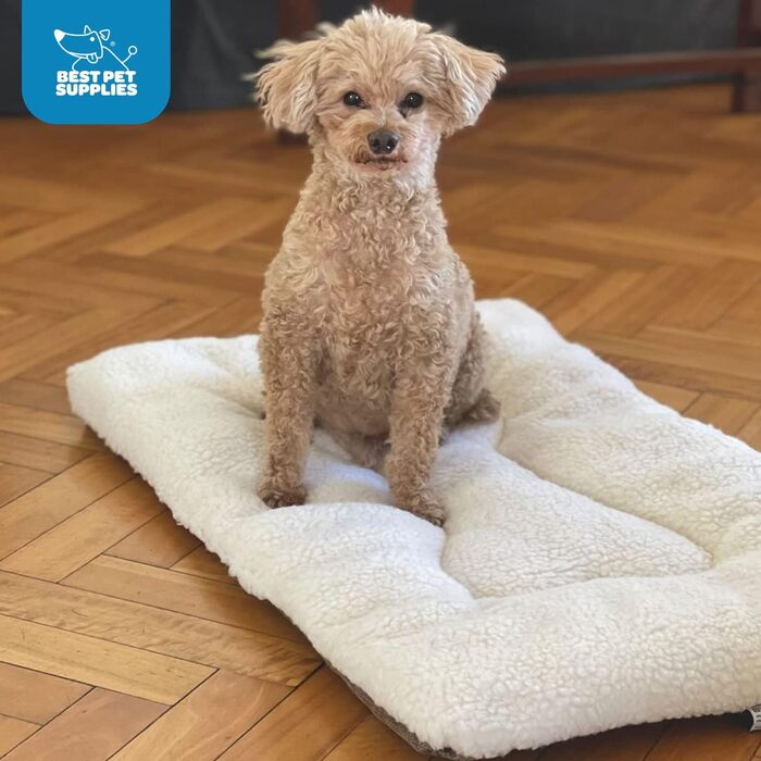 Лежак для собак Best Pet Supplies, двосторонній, машинне прання, для клітки, розмір L, темно-синій