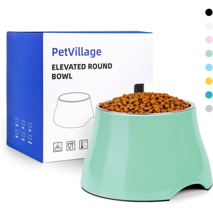 Миска для собак Petvillage, конічної форми, неслизька, з нержавіючою сталею, піднята миска для середніх собак, спанієлів з довгими вухами, велика місткість, розмір L, 3 чашки, (Medium(2 чашки), м'ятний колір)