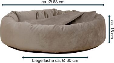 Килимок для собак Luxus Denver | гігієнічний, миючий | розмір M (для маленьких та середніх собак) | затишна печерка з пакетиками для збору відходів | оксамит, пудровий | діаметр 68 см