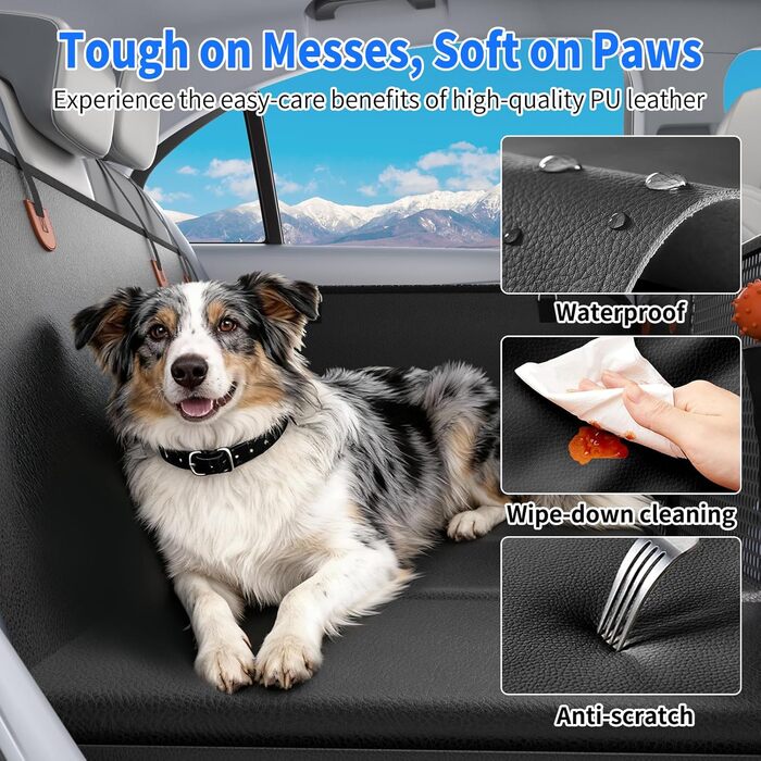 Захист для заднього сидіння автомобіля для собак, жорстка підставка, водовідштовхувальний чохол, преміум-якість, PU-шкіра, для авто/SUV/малого пікапа
