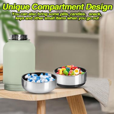 Водяна пляшка для собак на прогулянці, 950мл, з мискою, з нержавіючої сталі, термопляшка для собак, для подорожей та активного відпочинку (Зелена)