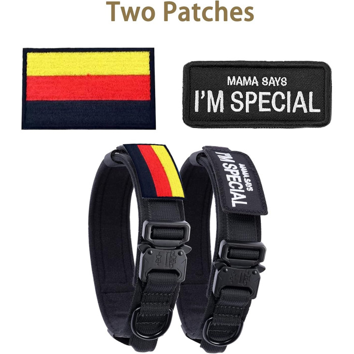 Нашийник для собак Eeyfarog, тактичний, регульований, з контролем, нейлон, з металевою застібкою, для собак середніх та великих порід, чорний, XL, широке об'єднання для полювання та тренувань на відкритому повітрі