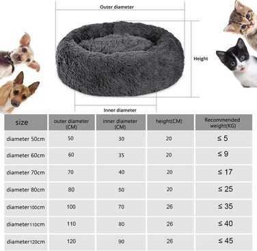 Крісло-ліжко для собак великих порід, миється, подушка для собак та котів, лежанка для собак, кошик для котів, кругле м'яке пухнасте ліжко для тварин, 110x110x20см, Бежевий колір
