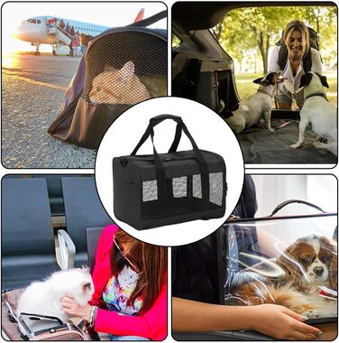 Транспортна переноска для котів та маленьких собак Weiche – складана переноска з двома входами, чорна