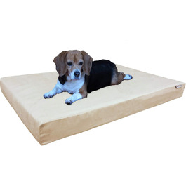 Ортопедичне ліжко для собак із меморі-піни dogbed4less, замша, водонепроникний чохол, з додатковою сумкою, для великих собак 107x71 см