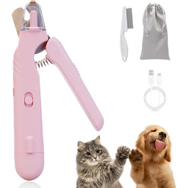 Криворіз для собак і котів 2-в-1 з LED-підсвічуванням – безпечна догляд за кігтями, професійний інструмент для грумінгу (зелений, рожевий)