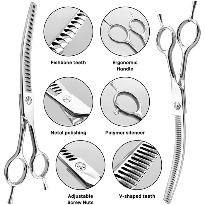 Випрямляюча ножиця для собак і котів 7.0 дюймів, професійна, з регулюванням натягу (55%)