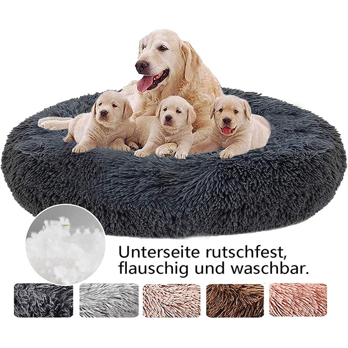 Крісло-ліжко для собак великих порід, ортопедичне, м'яке, зручне, Ø 120 см, темно-сіре, Haoye