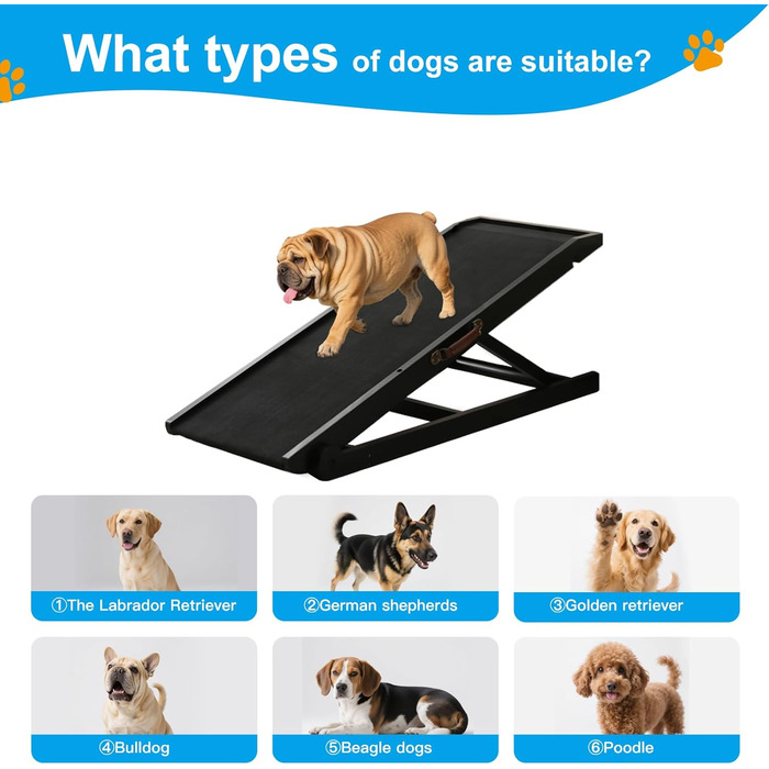 Рампа для собак на ліжко та диван, 5 ступенів, чорна, 115 см