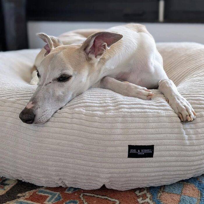 Підстилка для собак EDEL&SCHNELL з можливістю заміни чохла, світло-бежева, діаметр 125 см, м'який бавовняний корд