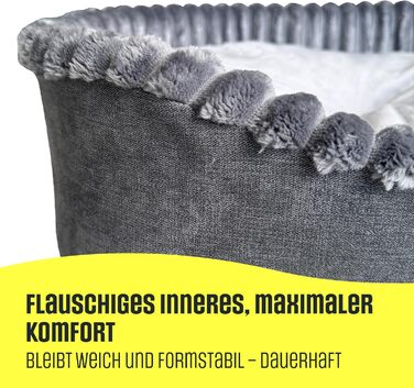 Лежанка для собак та котів, овал 60x50 см, сірий леопардовий принт, Velours, легко миється